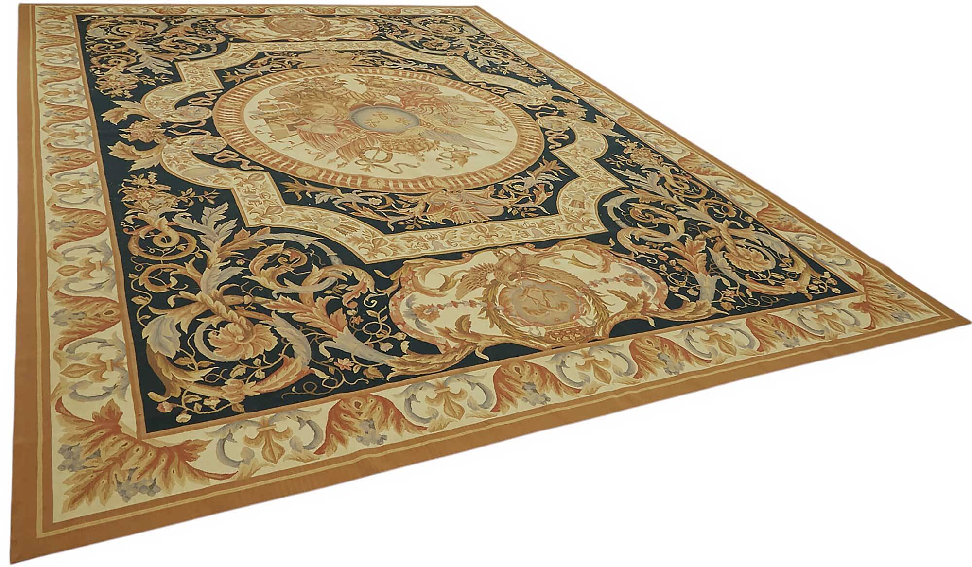 Handmade European Vintage Aubusson Kilim 304 cm x 433 cm