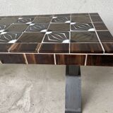 Table basse faïence et fer forgé mid century