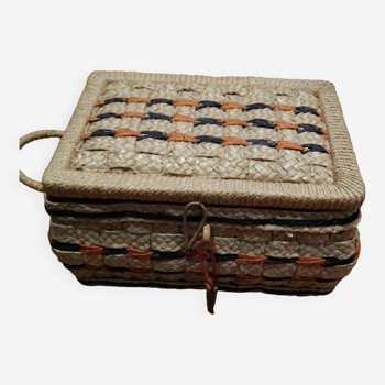 Small vintage wicker sewing box