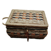 Petite boite a couture en osier vintage