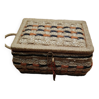 Small vintage wicker sewing box