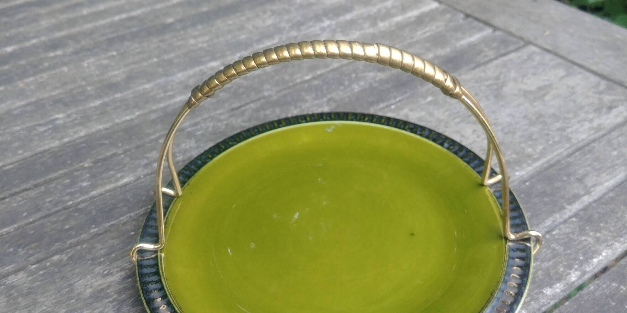 Small porcelain servant/tray from the Boch Belgium earthenware factory, 1960s.