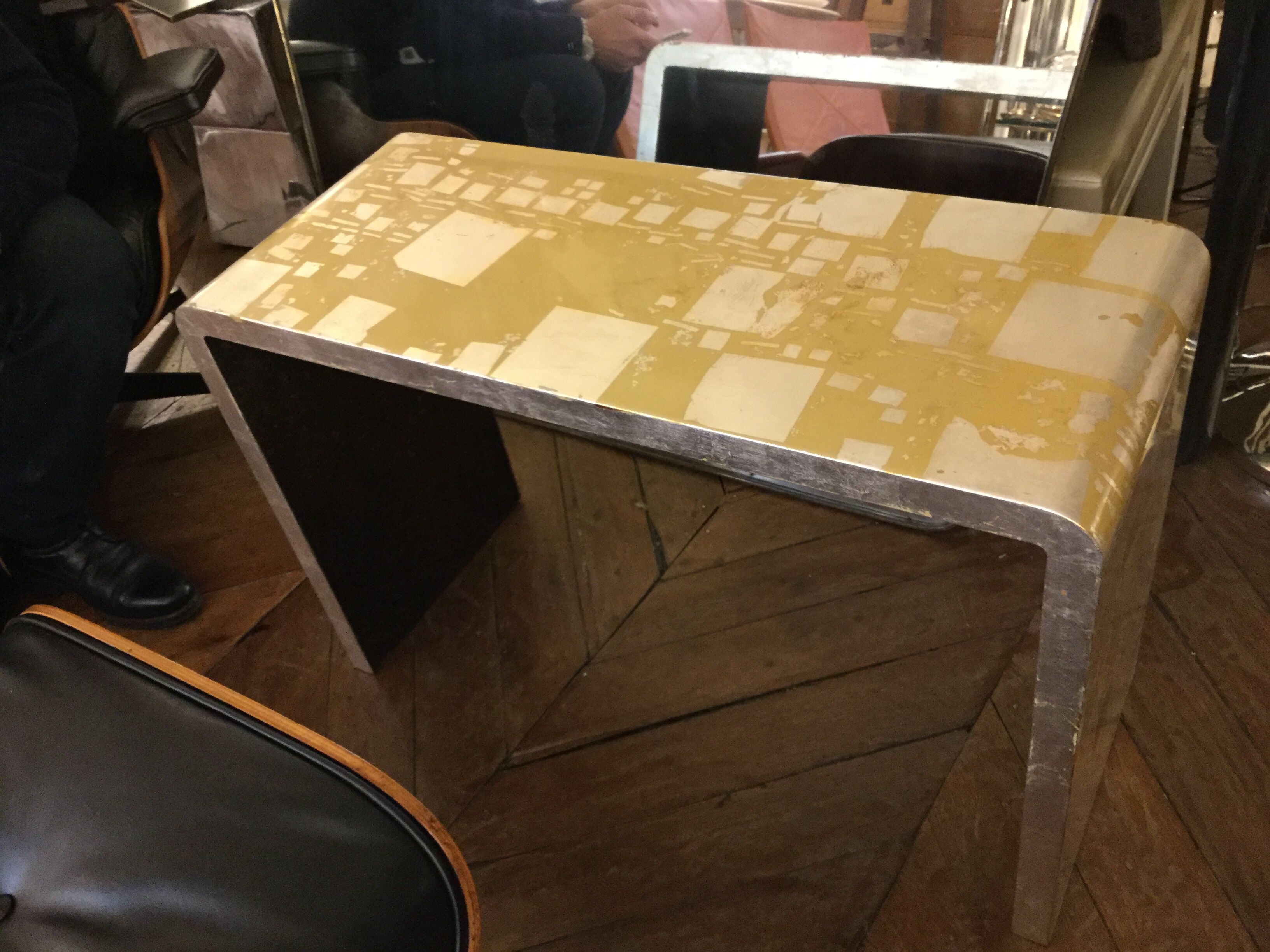 Yellow and white gold lacquer coffee table