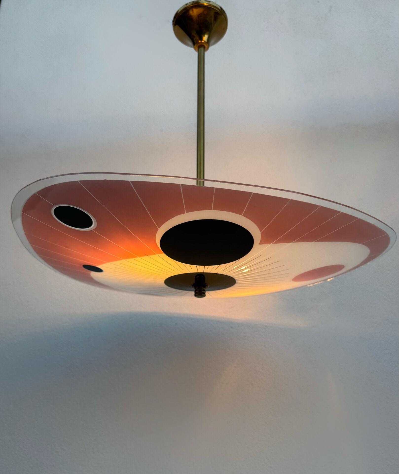 Screen-printed glass pendant from the 1960s