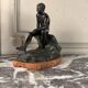 Hermès au repos, bronze Grand Tour, patine noir et verte, XIXème siècle