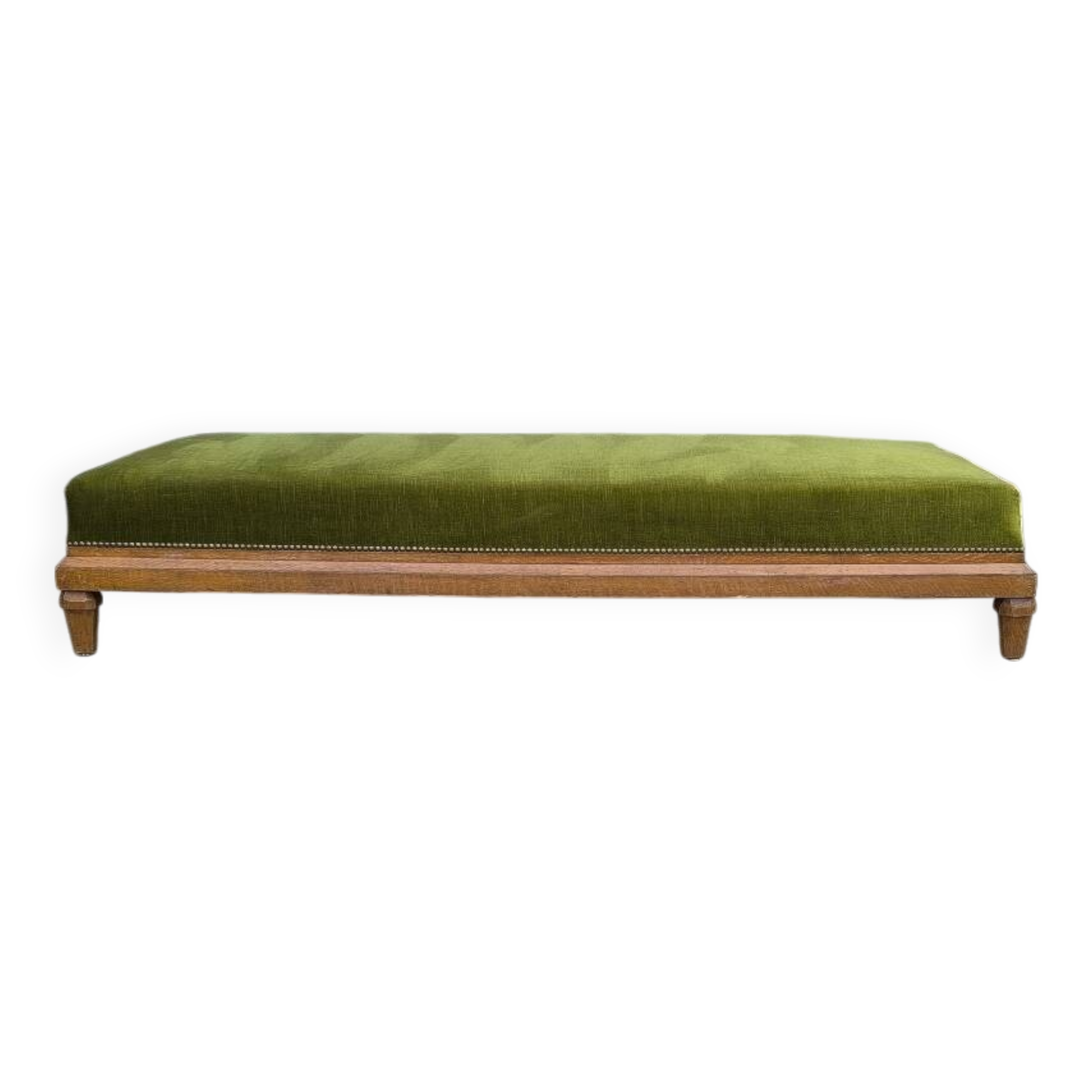 1920s velvet and oak bench