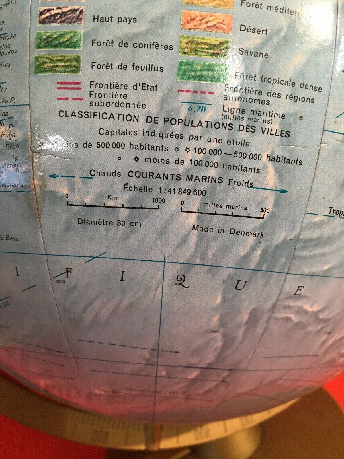 Mappemonde globe terrestre scan globe A/S Danemark carton & laiton & métal