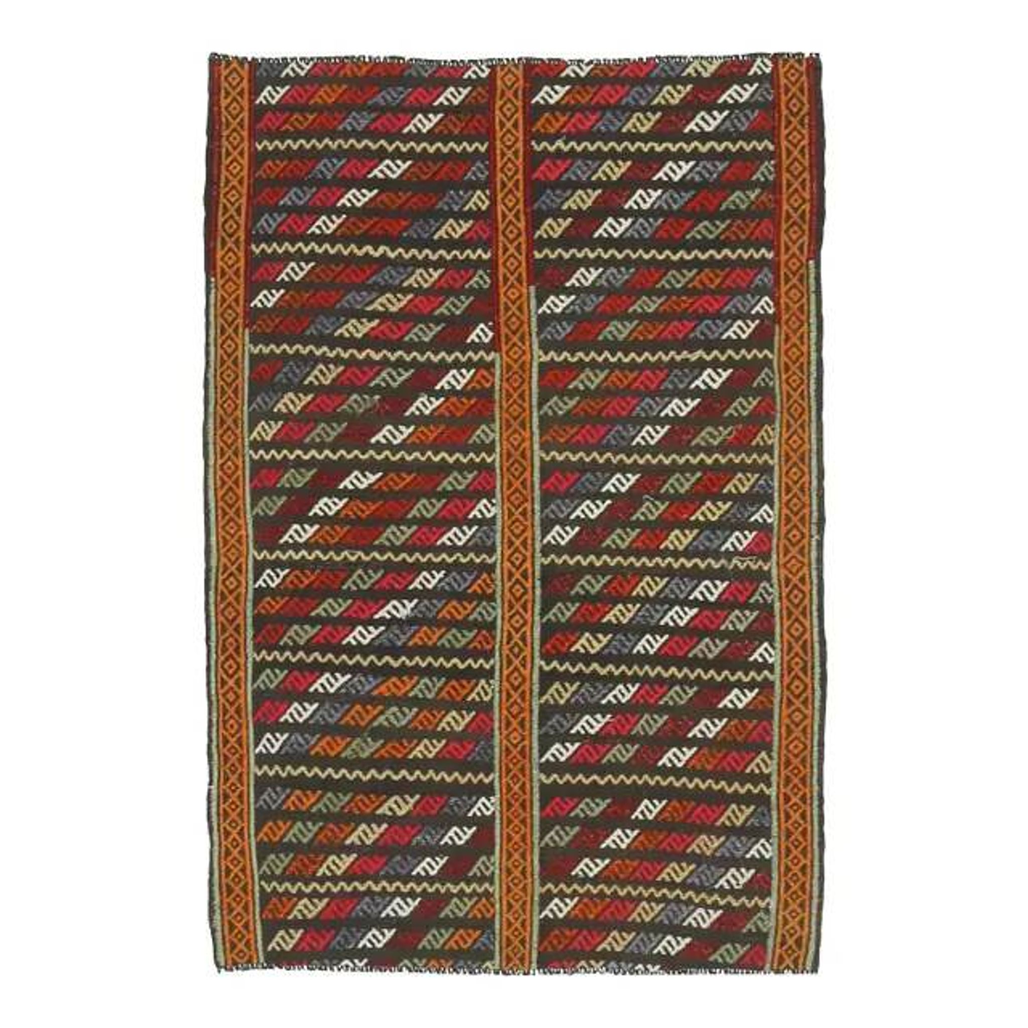 Vintage Turkish Oushak Handmade Wool Cotton Orange Kilim Area Rug 85x130