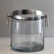 Champagne bucket design in glass and silver-plated metal