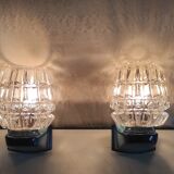 Blue glass and plastic wall lights - 1970s