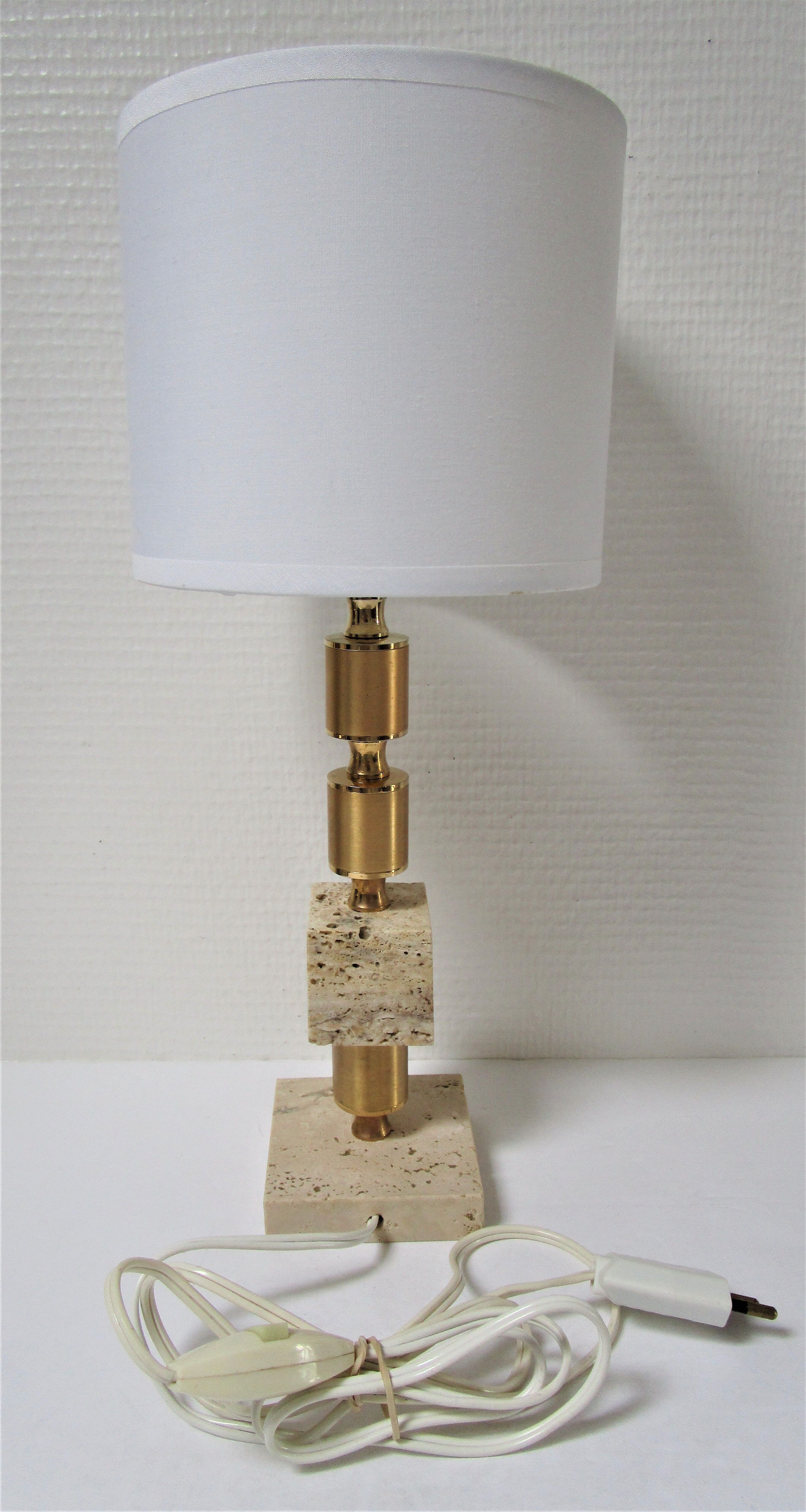 Travertine lamp and  gilded steel 70