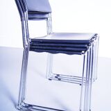 Lot de 4 chaises de salle à manger en cuir Giandomenico Belotti pour Alias