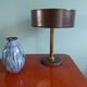 Brown leather desk lamp and brass foot, 70s