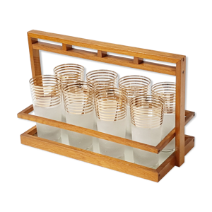 Plateau miroir et 8 verres