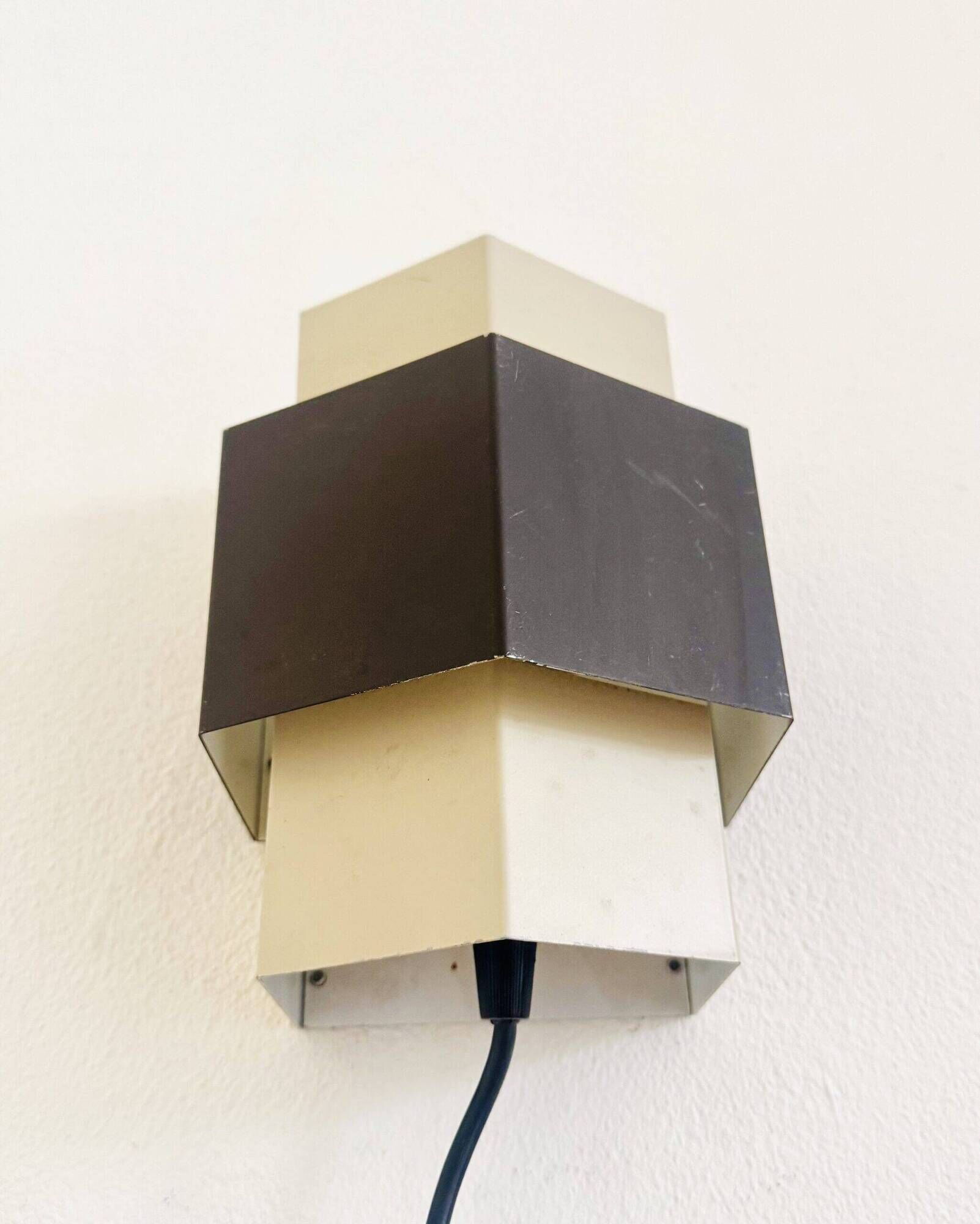 Geometric Curved Wall Lamp By J.J.M. Hoogervorst For Anvia Nederland, The Netherlands 1950S