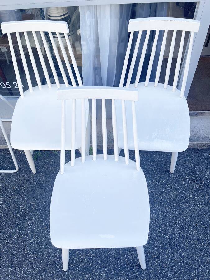 3 IKEA slatted chairs, 1960