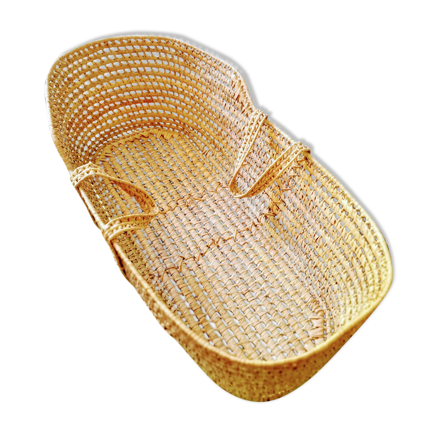 Vintage braided Wicker bassinet