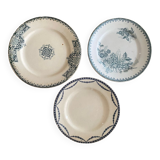 3 mismatched iron earth flat plates in green.