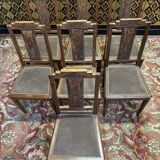 7 chaises art deco en noyer