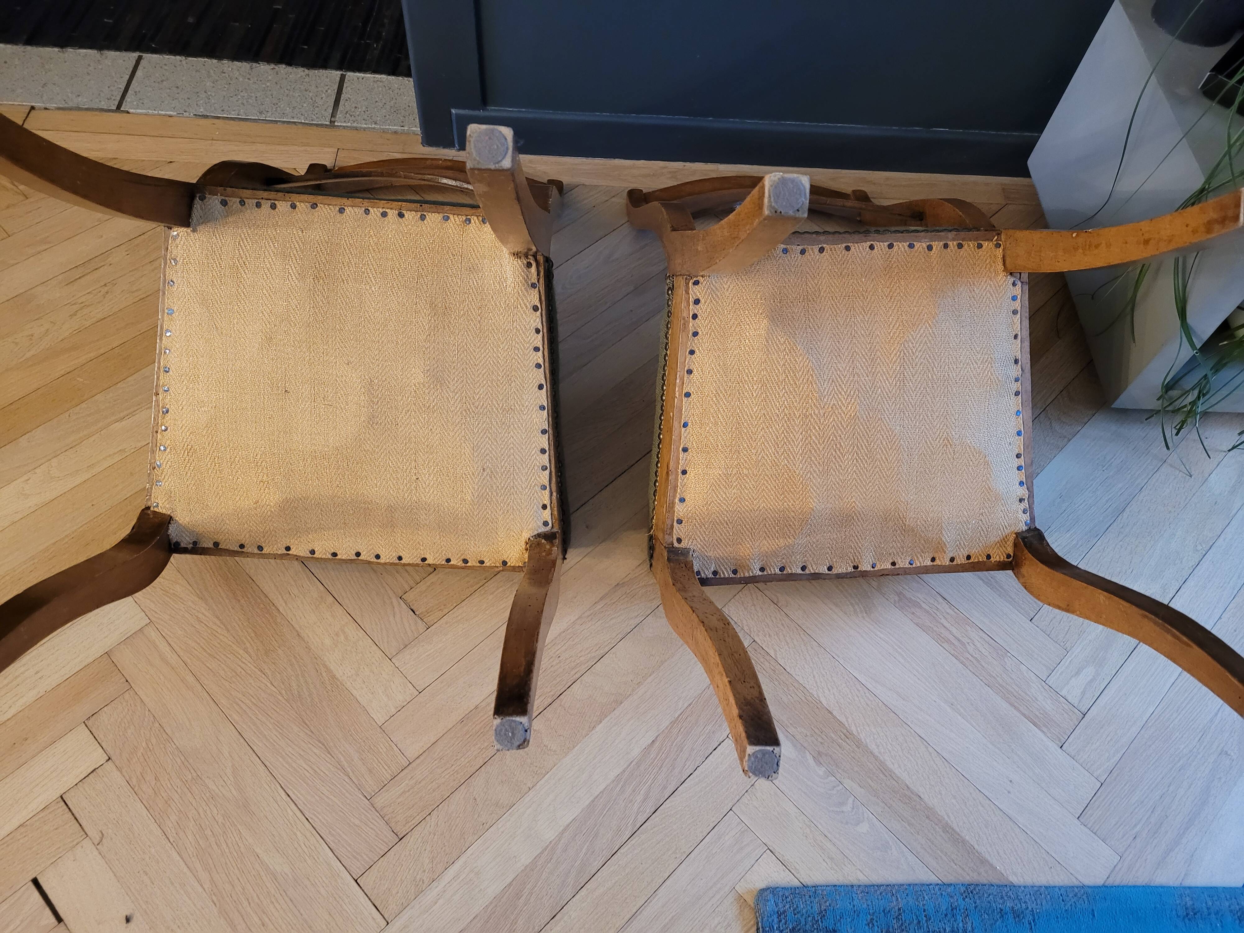 Canvas upholstered chairs