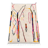 Large cream Berber rug with colourful patterns – 290 × 200 cm