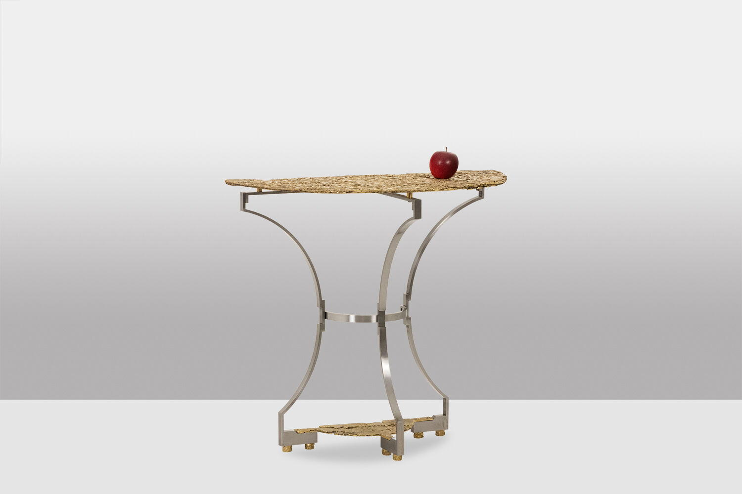 Pair of metal and bronze cast consoles. Contemporary.