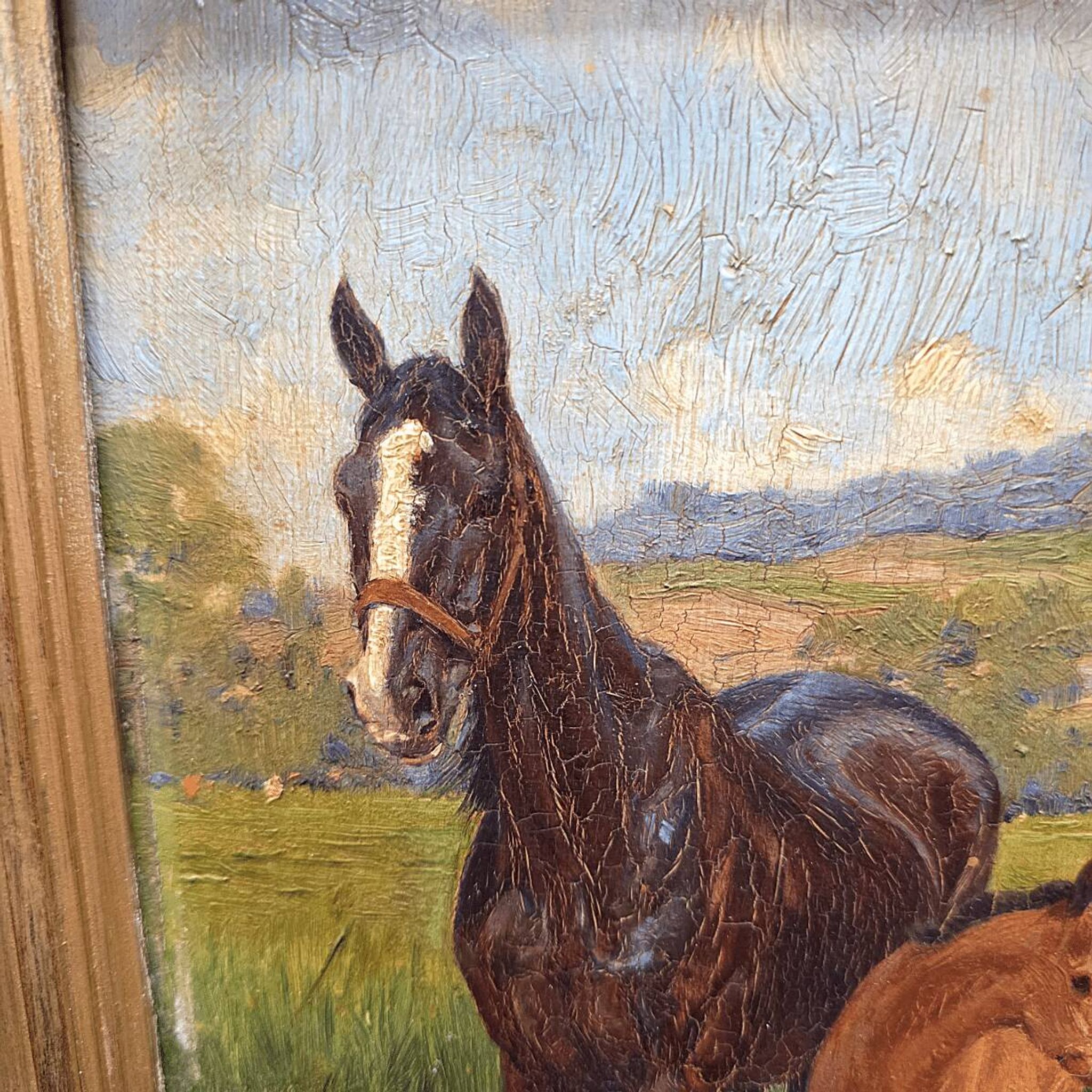 Jean Van Marcke De Lummen Oil Painting Mare With Foal, early 1800s