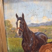 Jean Van Marcke De Lummen Oil Painting Mare With Foal, early 1800s