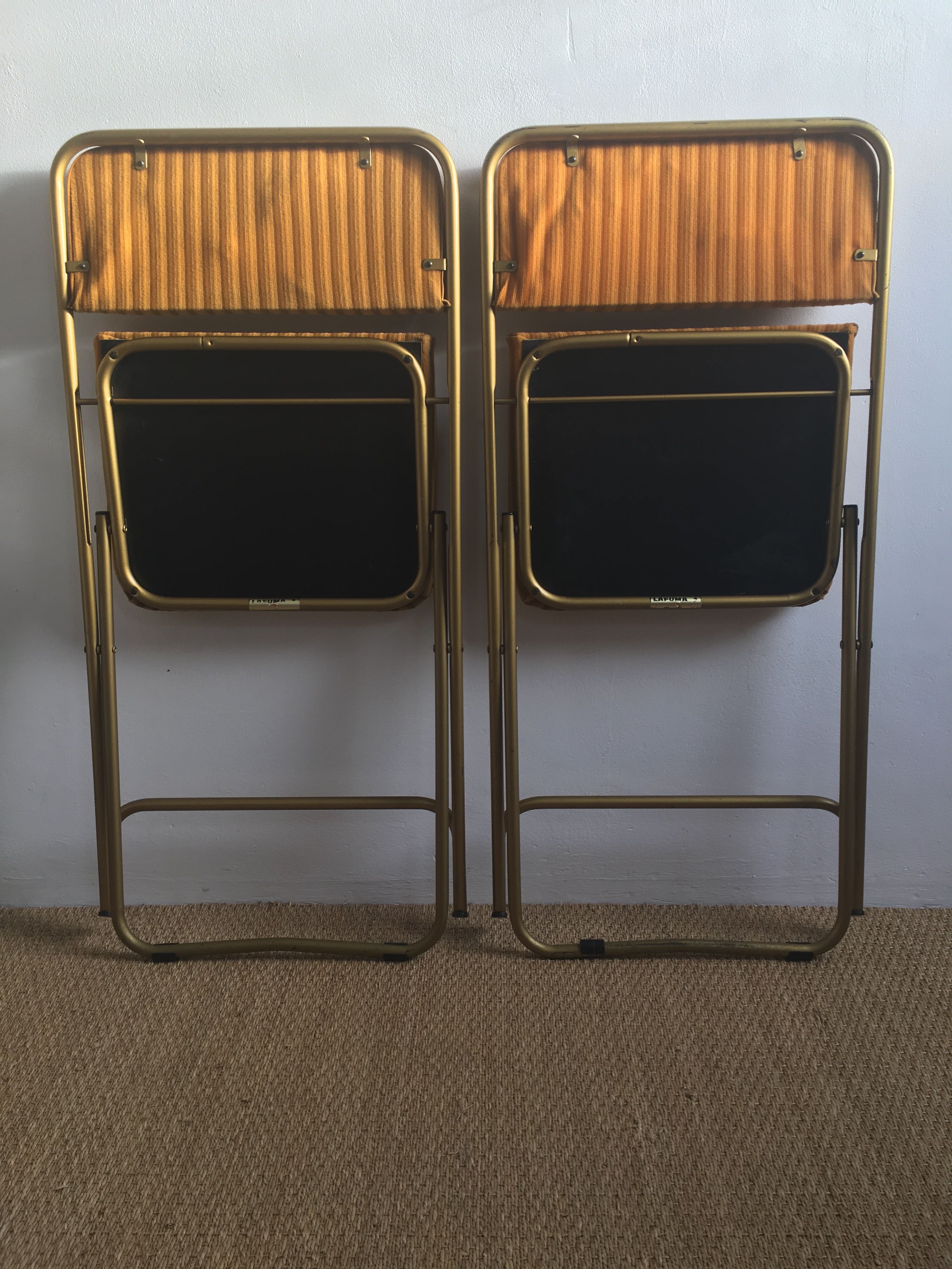 Paire de chaises Lafuma velours moutarde vintage 60/70’s