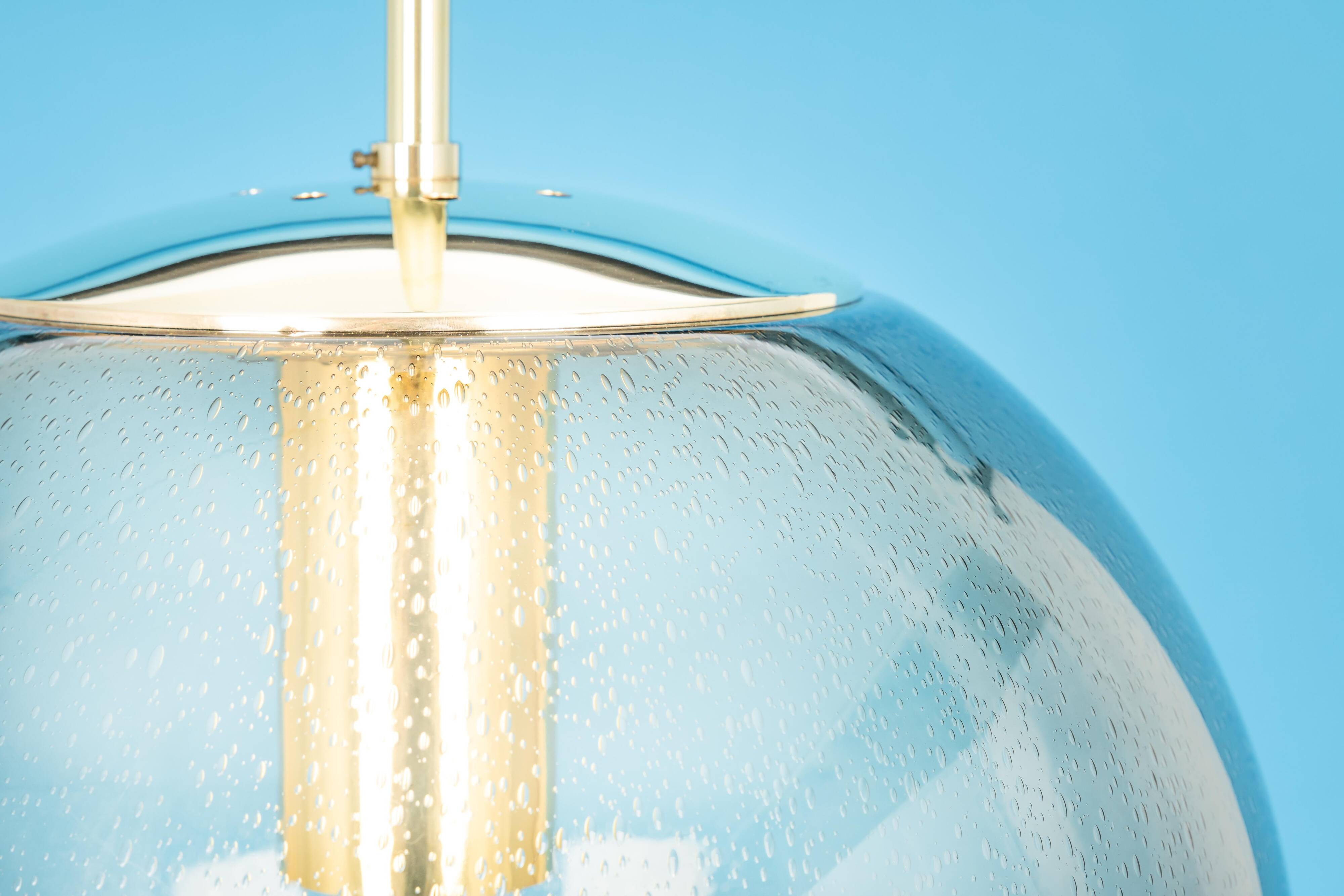 Lustre Limburg in brass with smoked glass ball, Germany, 1970s