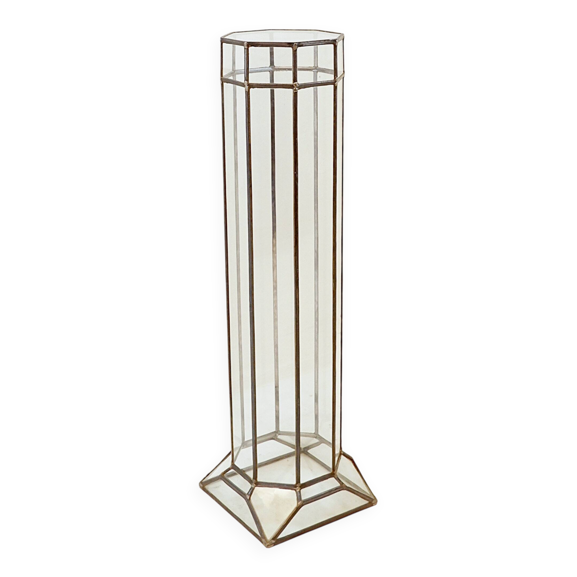 Art Deco glass and zinc pedestal column