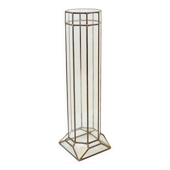 Colonne piédestal art déco en verre et zinc