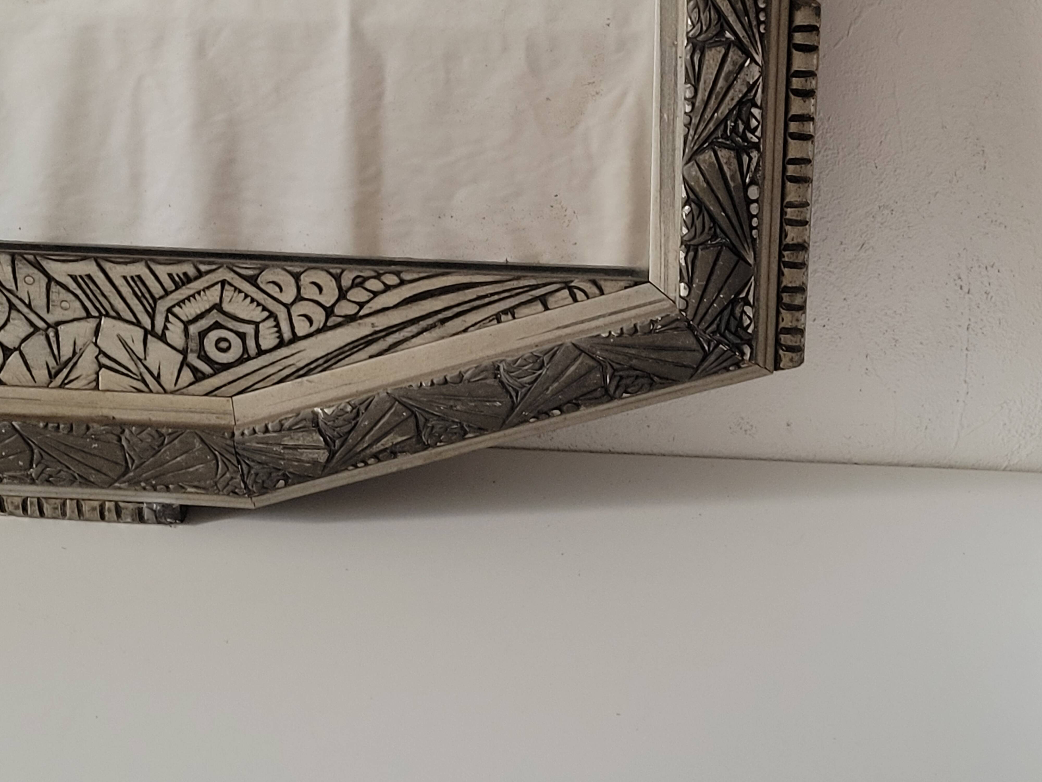 Silver art deco mirror