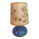Table lamp in blue stoneware and vintage herbarium lampshade