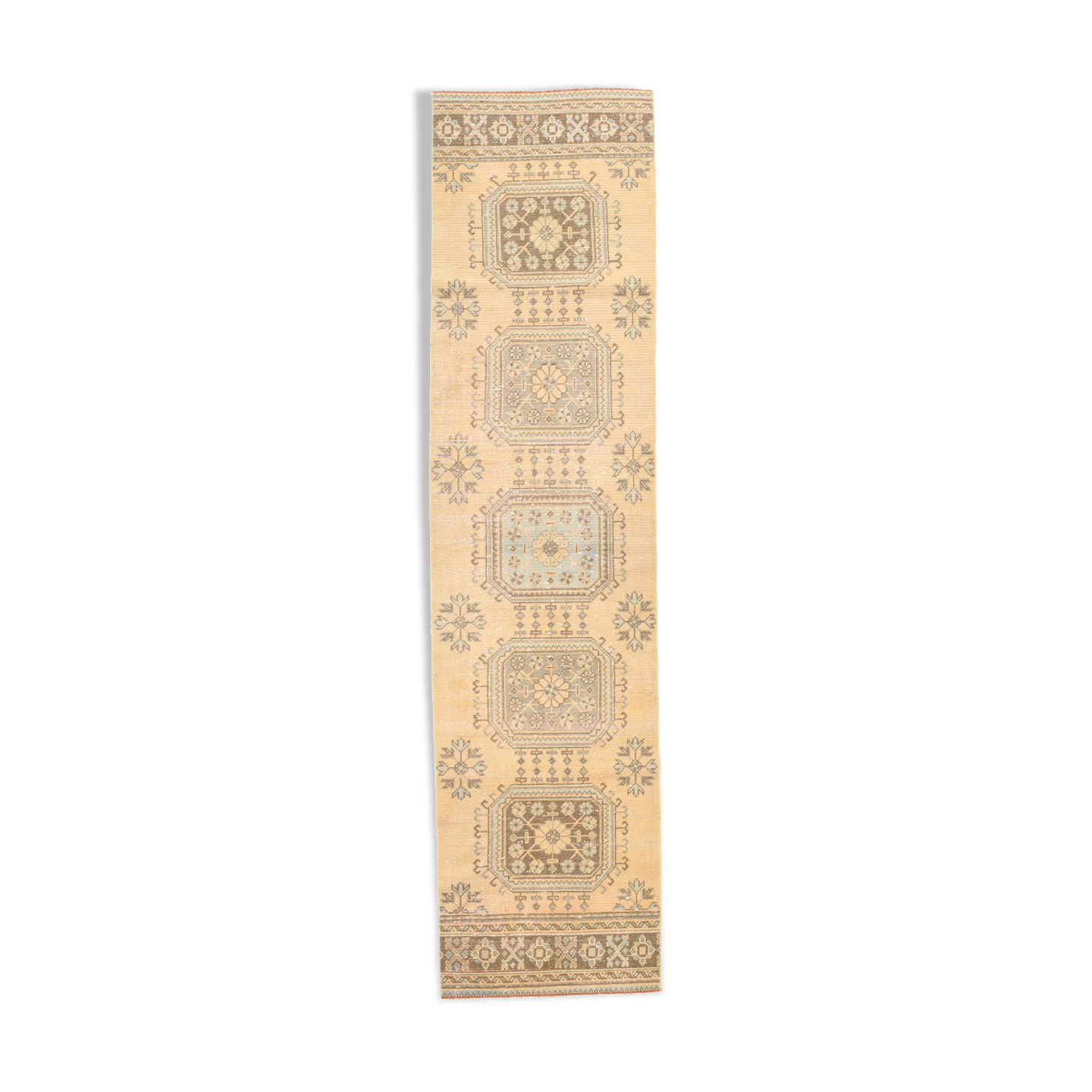 Shabby chic oushak runner rug 333x82cm