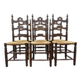 Série de 6 chaises paillées haut dossier