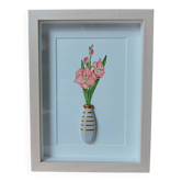 Glaïeuls - Composition d'un bouquet de glaïeuls en aquarelle dans un vase en arg