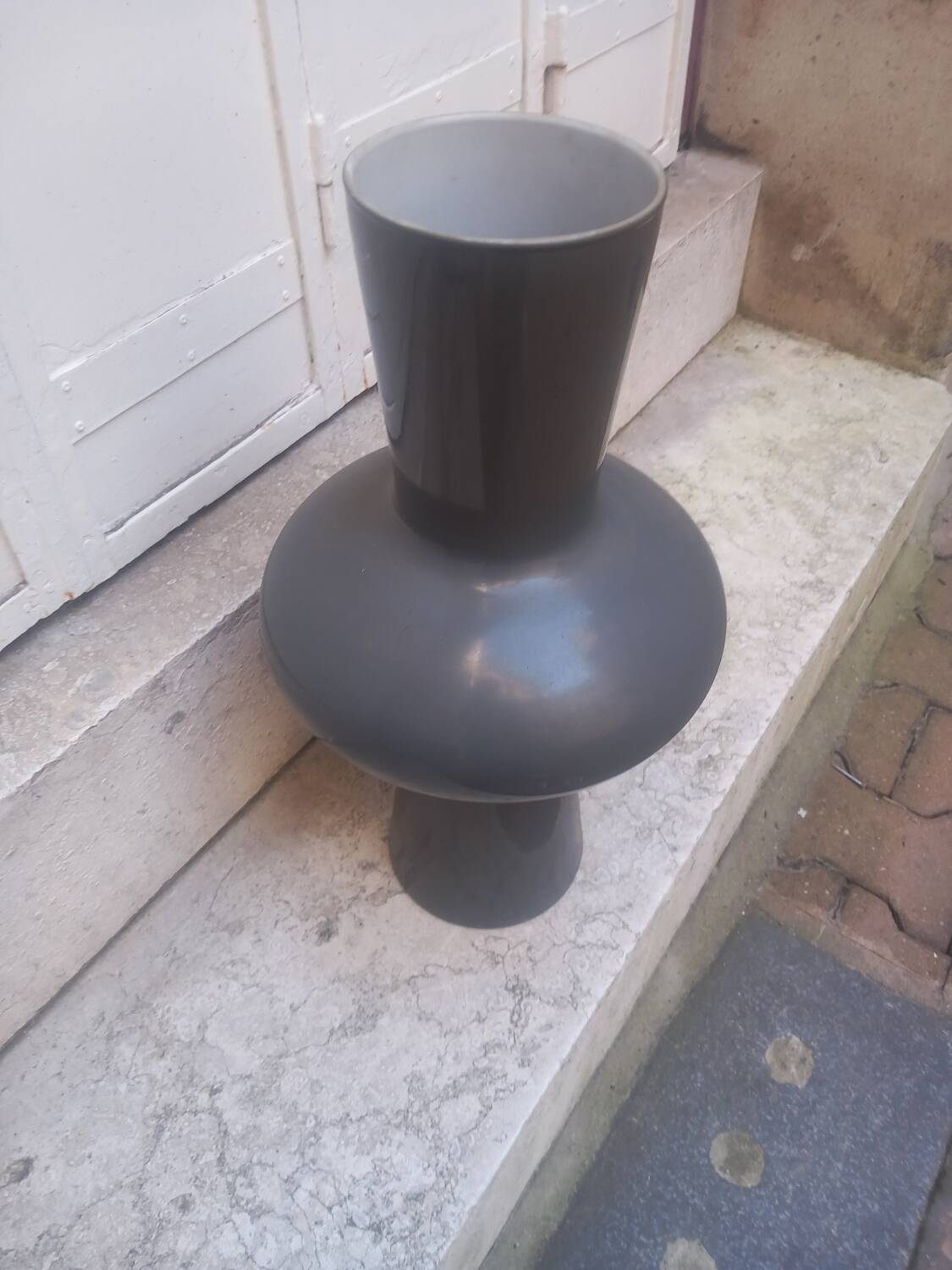 Grey opaline glass designer vase