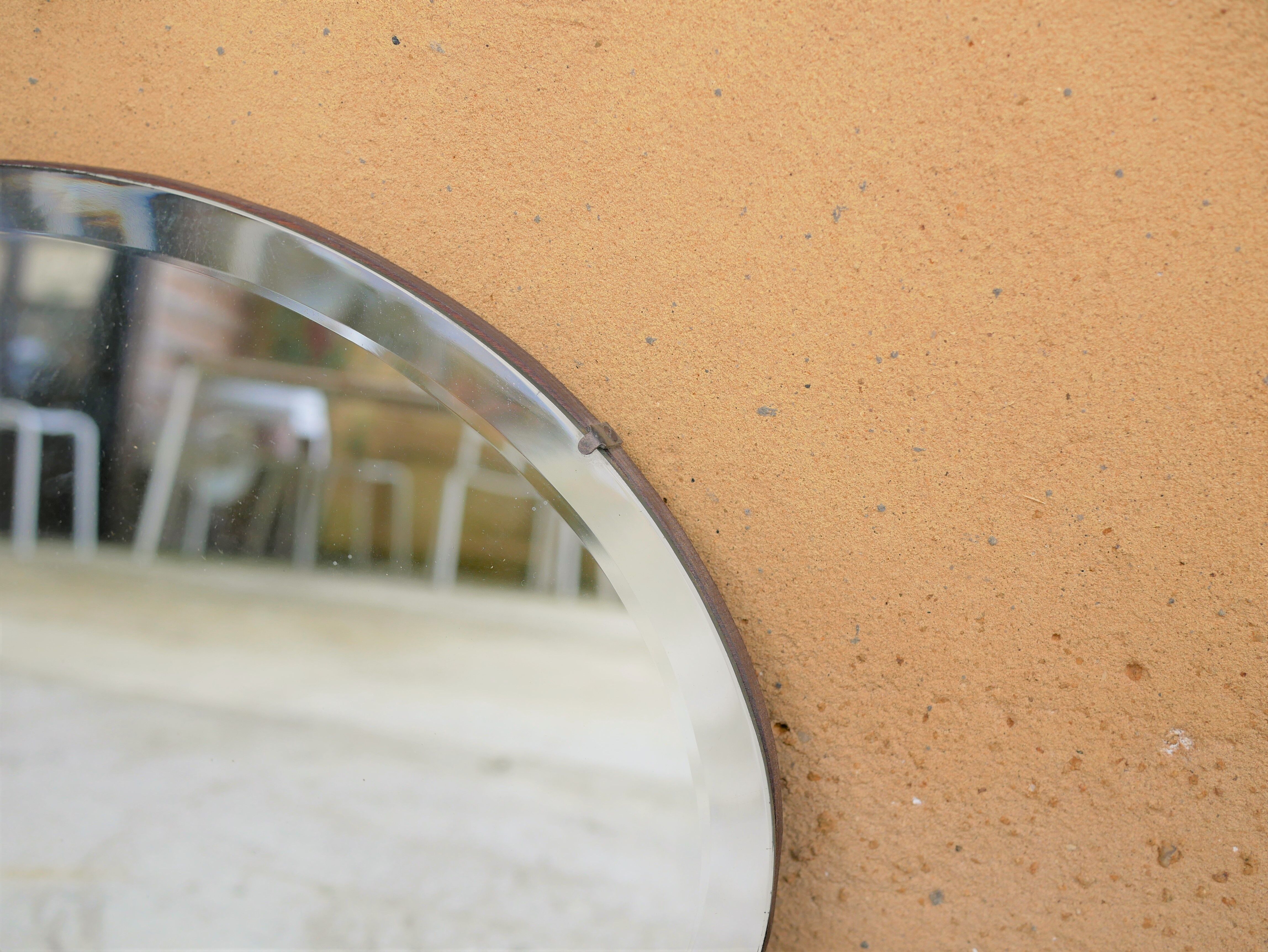 Vintage art deco bevelled oval mirror