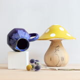 Pichet art déco en grès flammé bleu signé Alpho