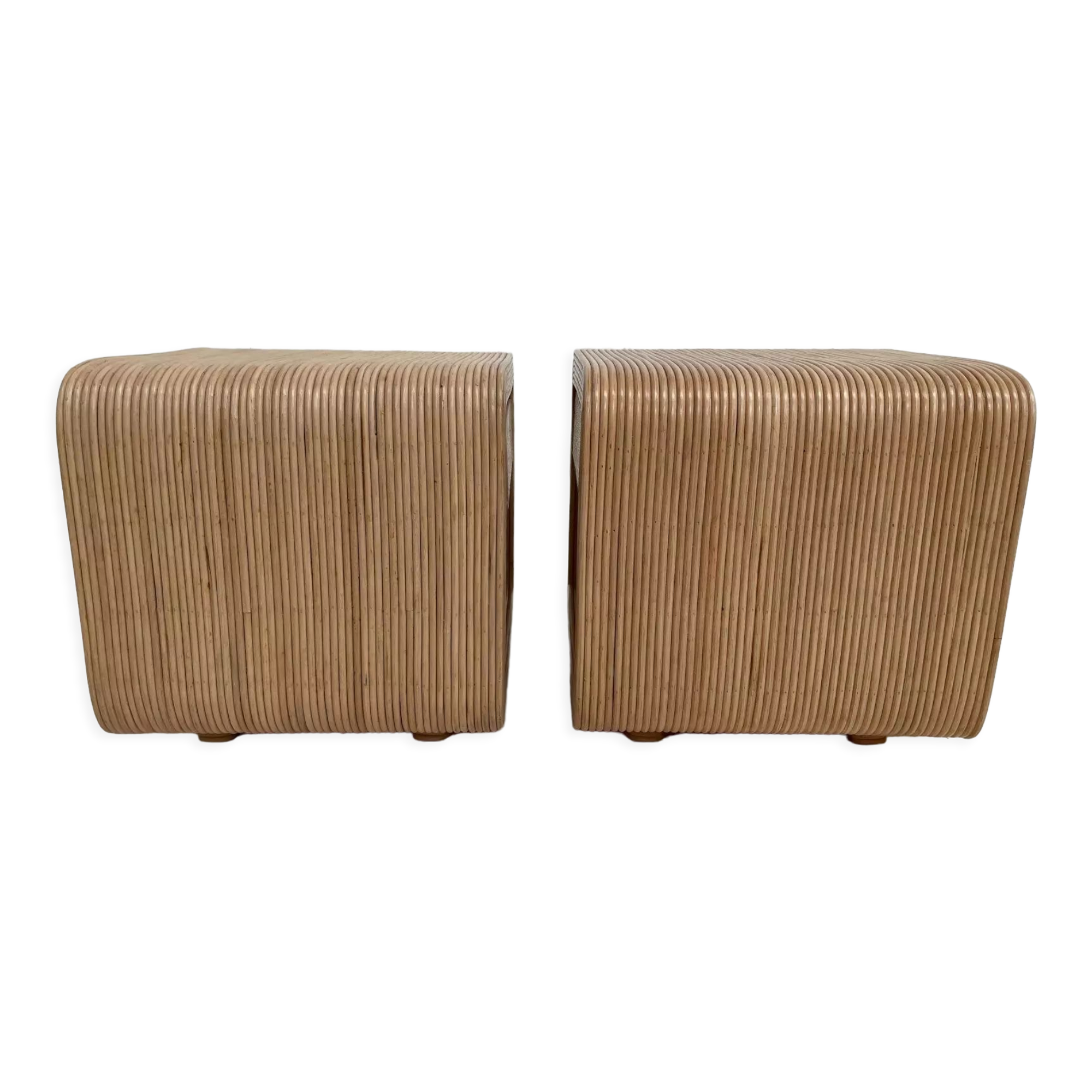 Pair of rattan bedside tables