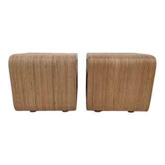 Pair of rattan bedside tables