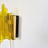 Yellow acrylic and metal wall lamp by Claus Bolby for Cebo Industri, Denmark 1960's