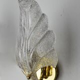 Frosted leaf wall lamp, murano glass, italy, 1970