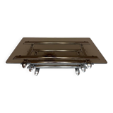 Space coffee table from the 70s, tubular metal and glass, Italian design