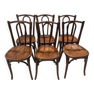 Set of 6 vintage bistro chairs from the 1930s.