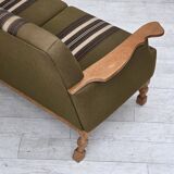 1970s, Danish 2-seater sofa, green furniture wool, oak wood.