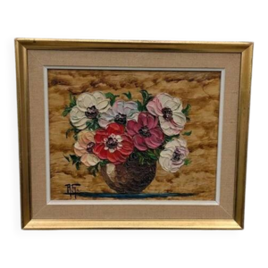 Huile sur toile « Anémones