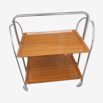 Vintage folding and rolling service table