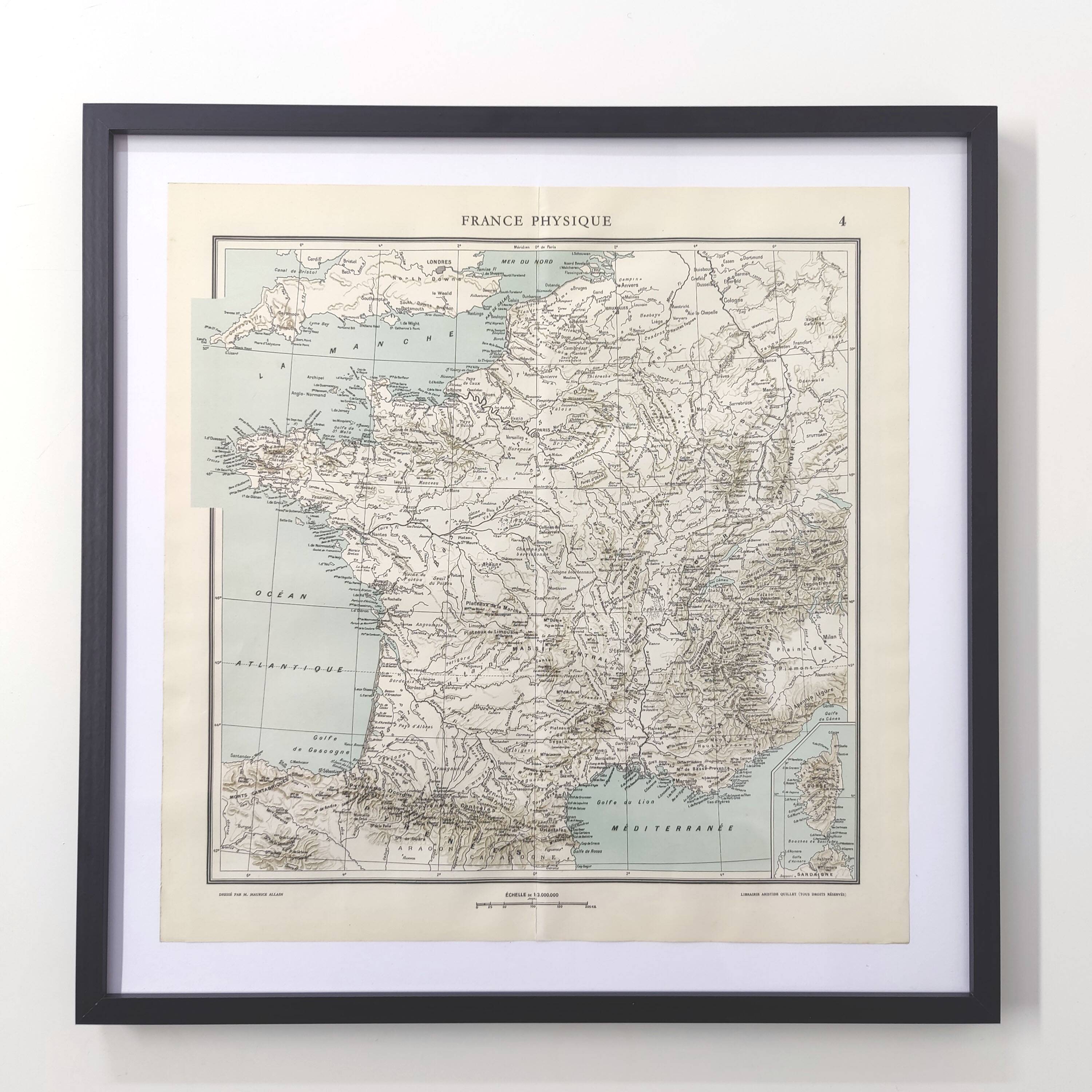 Vintage map of France from 1950